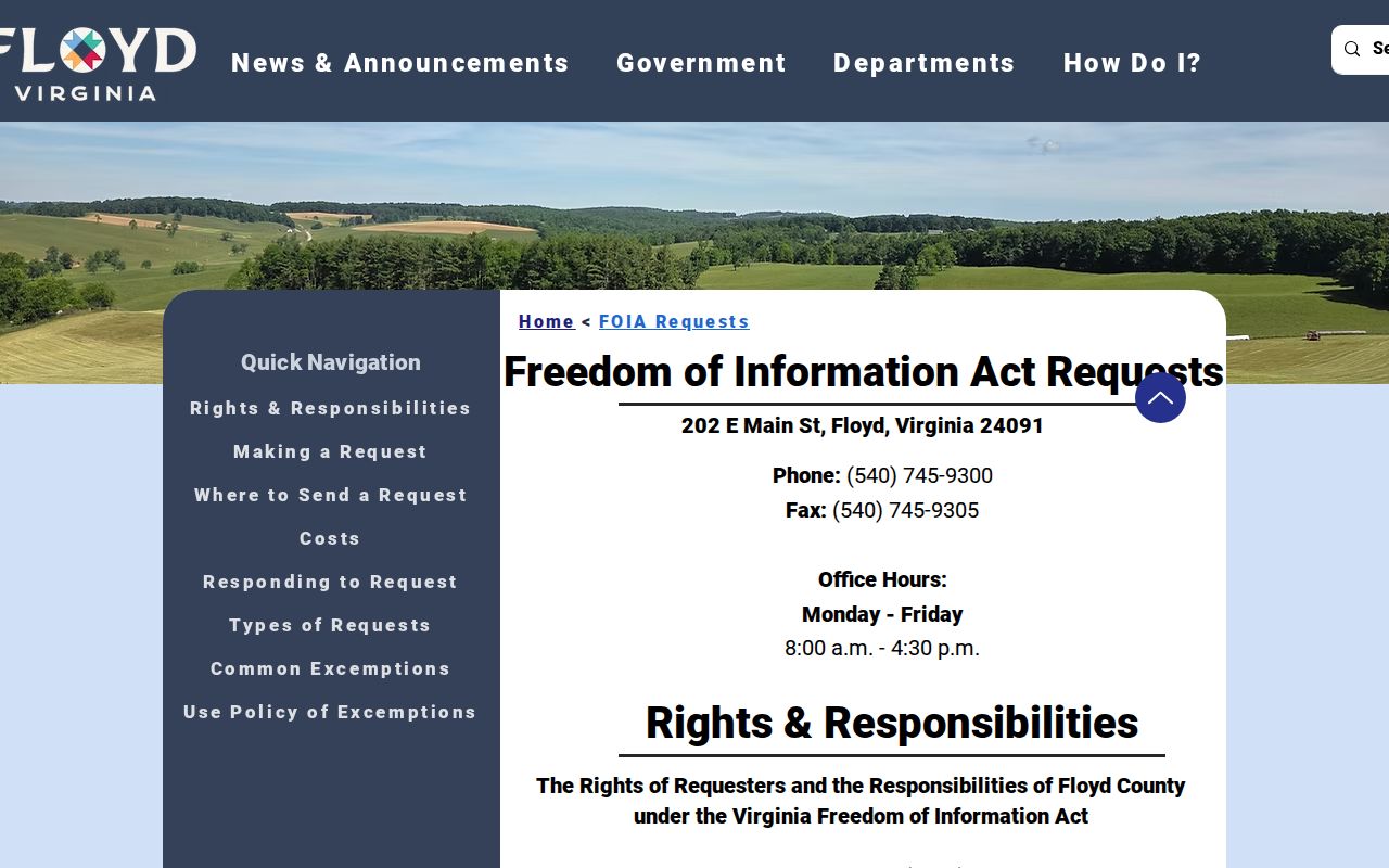 Floyd County release record request channels and costs