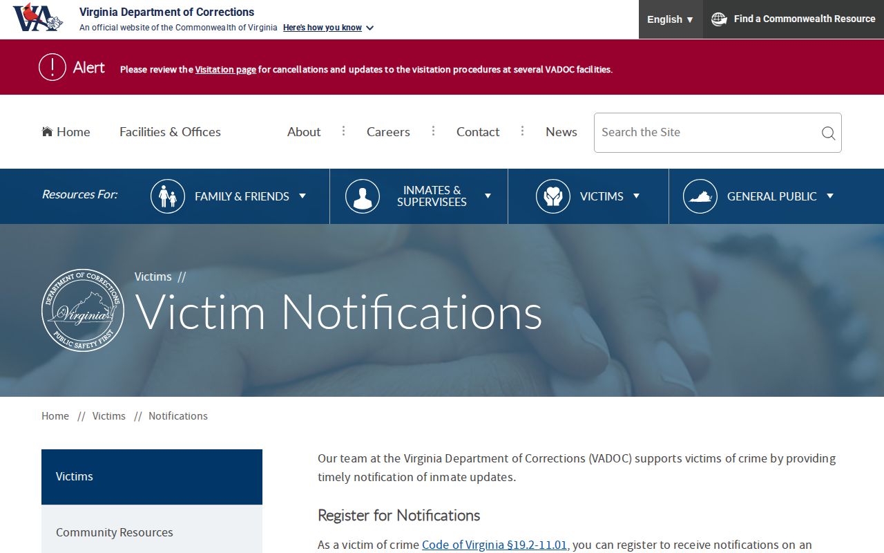 VADOC NAAVI events for Floyd County state-prison release alerts