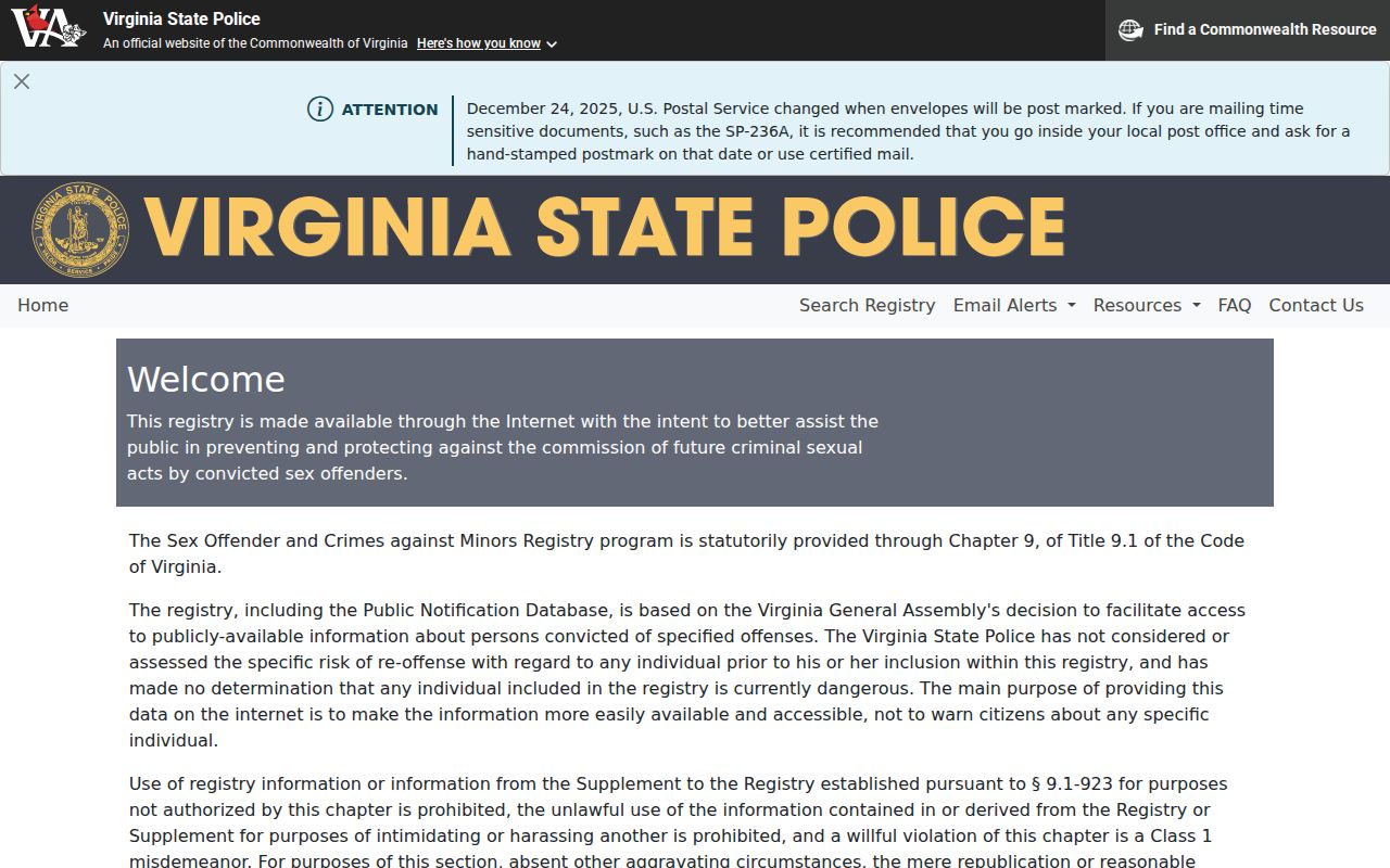 Virginia registry source limits for Floyd County released inmate mugshots