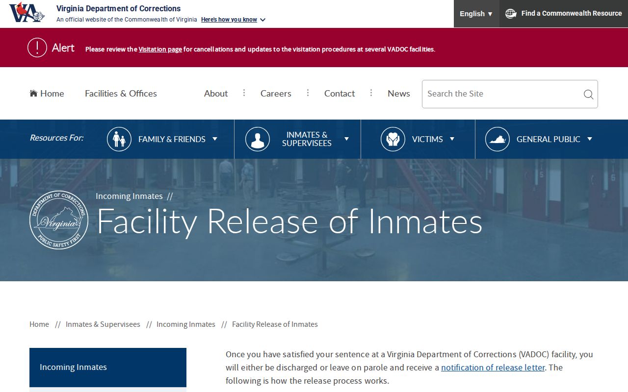 Floyd County inmate actual release date letter and order process
